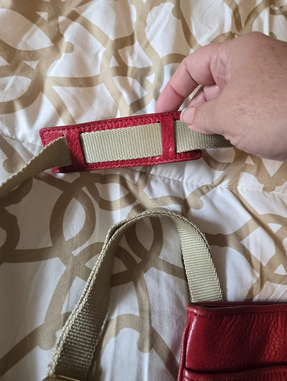 Michael Kors Fulton Red Pebbled Leather Crossbody Bag